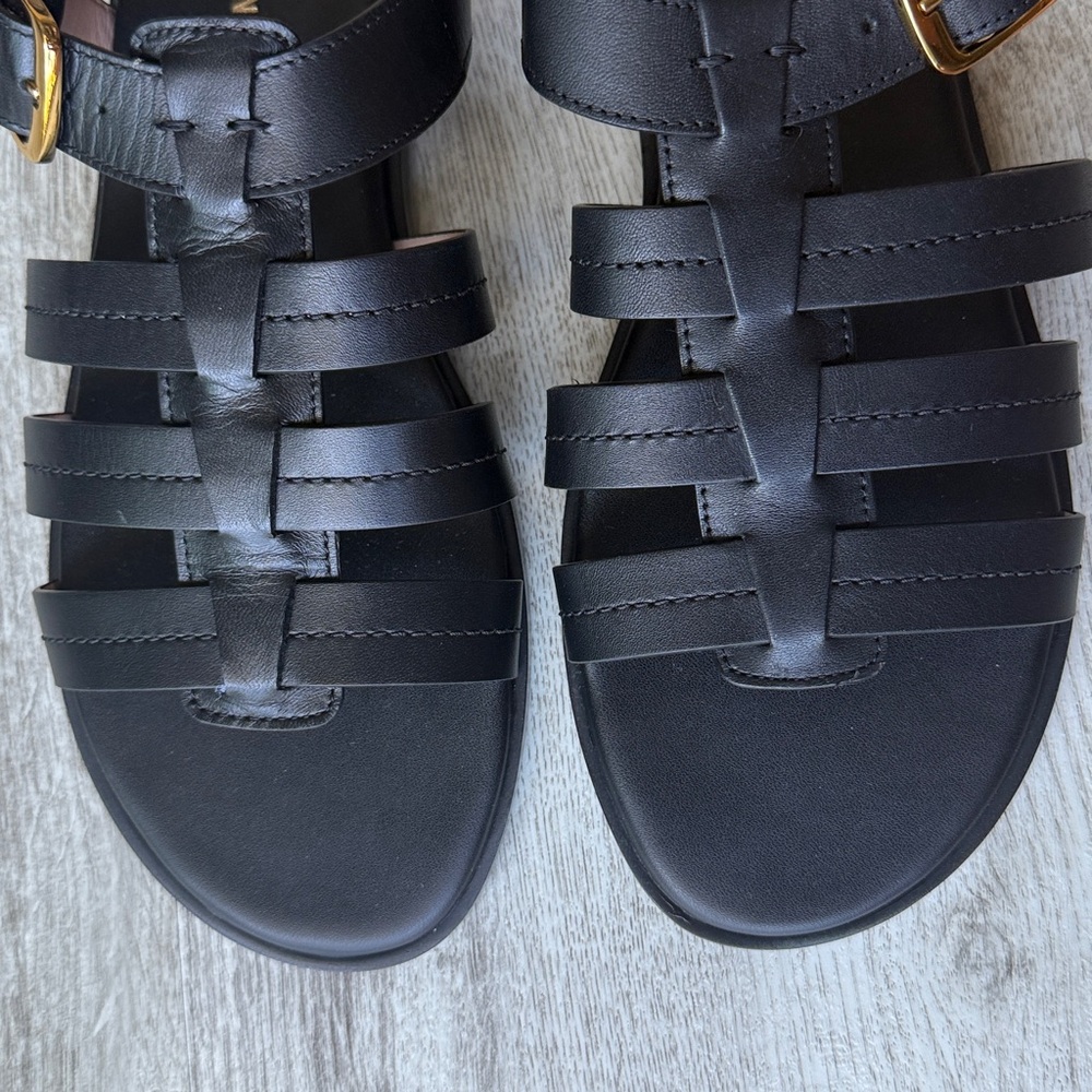 Cole Haan Flynn Fisherman Gladiator Leather Sandal, Black, Size 8.5 - Picture 6 of 8